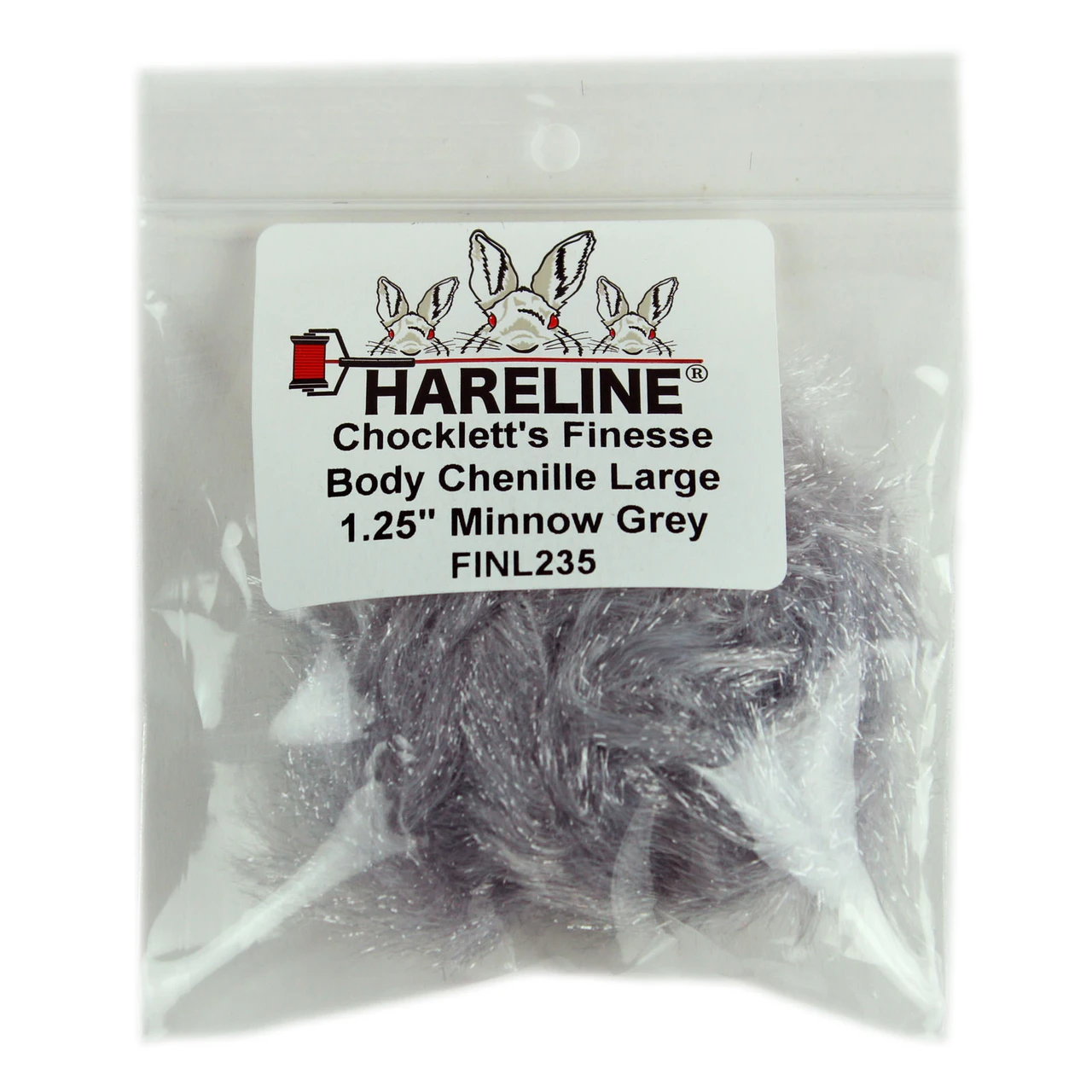 Hareline Chocklett's Finesse Body Chenille Minnow Grey Large 1.25 inch