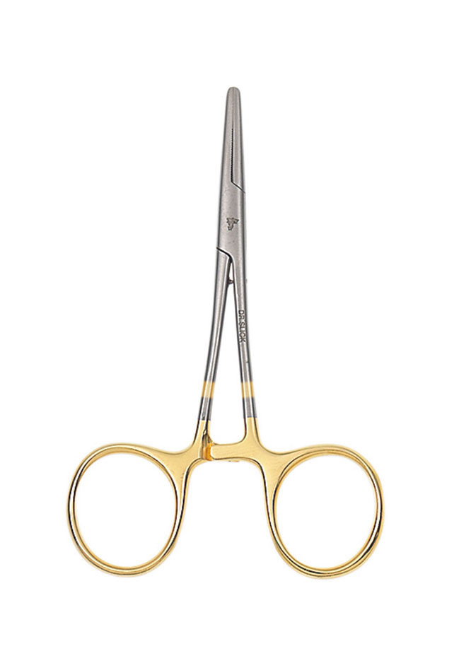 Dr. Slick Standard Clamp Forceps - Straight - Curved Tool Gold 5" Straight