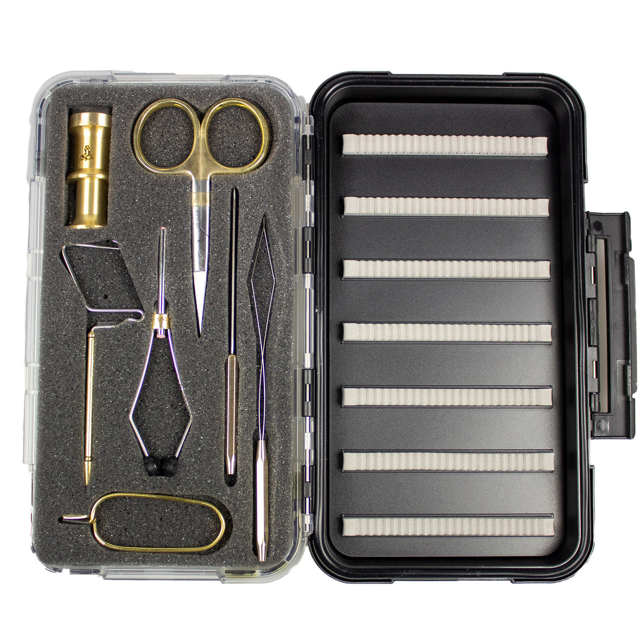 Dr. Slick Brass Fly Tying Gift Set 7 pcs + Large Fly Box for Fishing