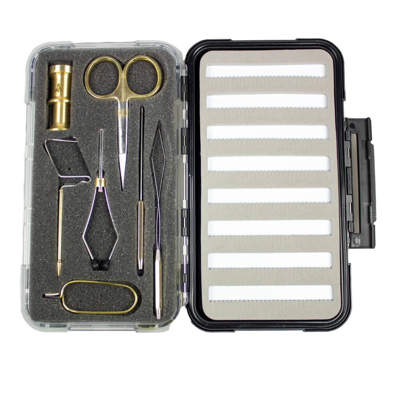 Dr. Slick Brass Fly Tying Gift Set 7 pcs + Large Fly Box for Fishing