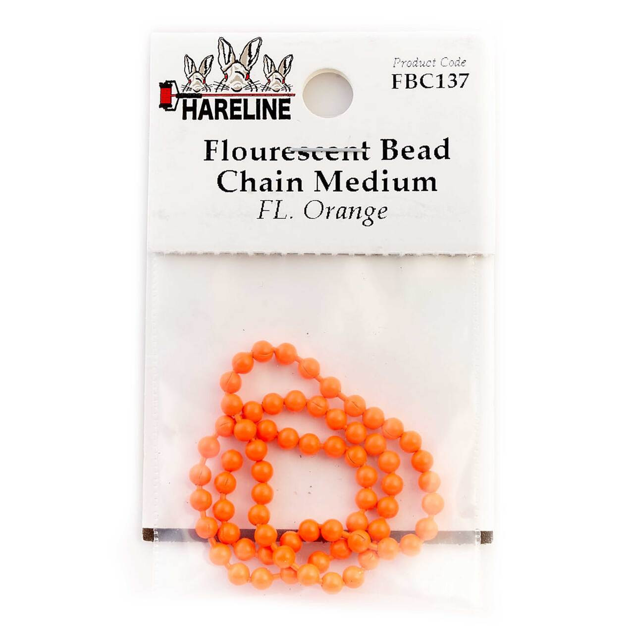 Hareline Flurescent Bead Chain Fl. Orange