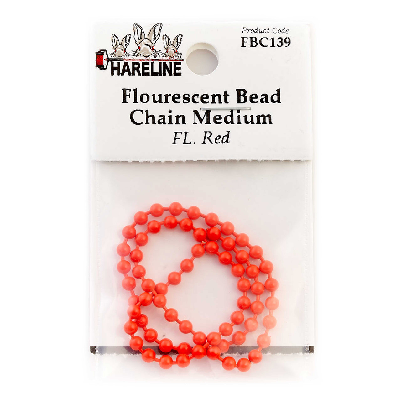 Hareline Flurescent Bead Chain Fl. Red