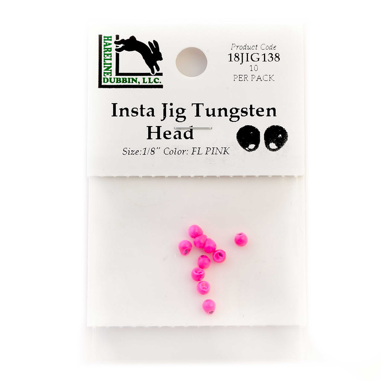 Hareline Tungsten Insta Jig Heads 3.3 mm - 1/8 Fl. Pink