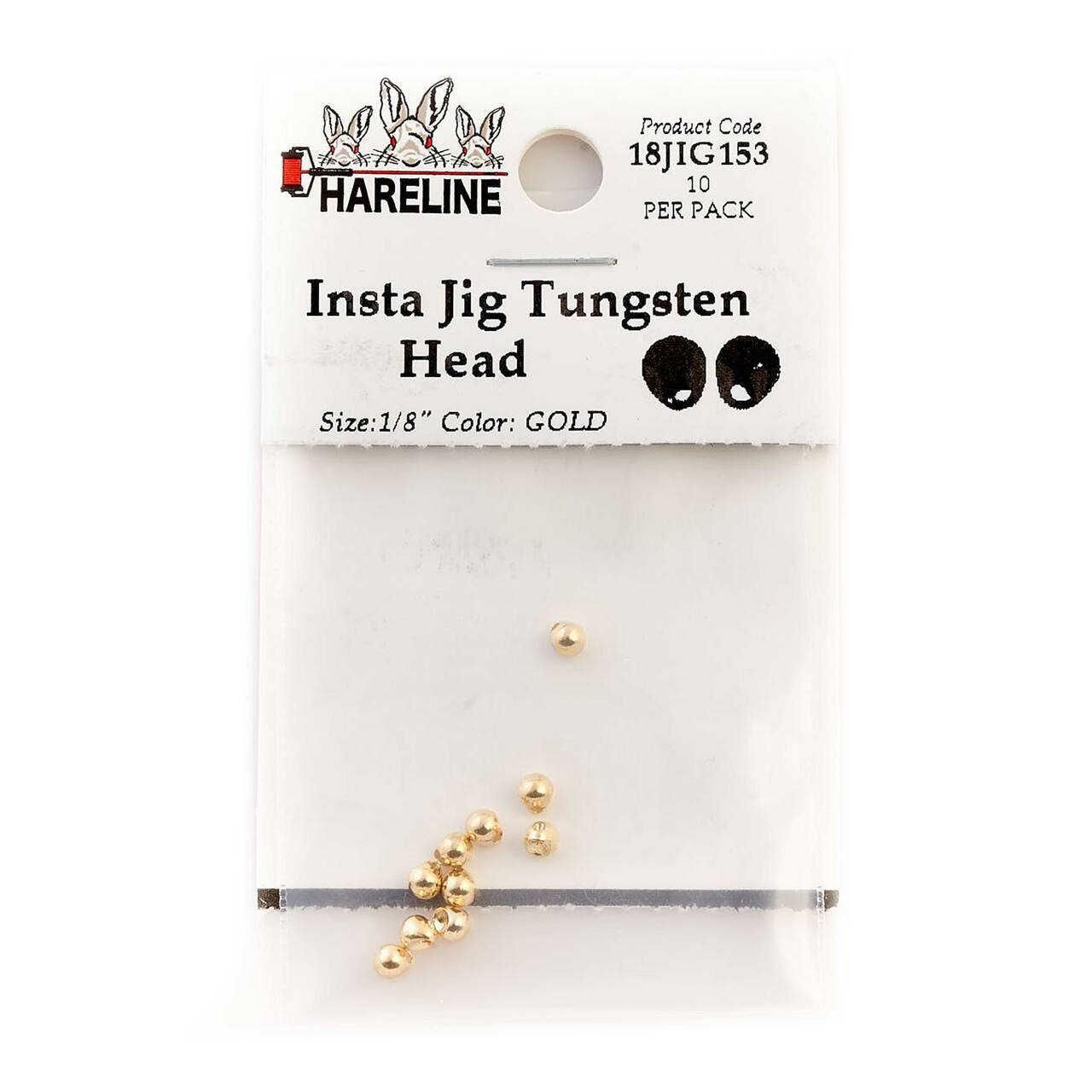 Hareline Tungsten Insta Jig Heads 3.3 mm - 1/8 Gold