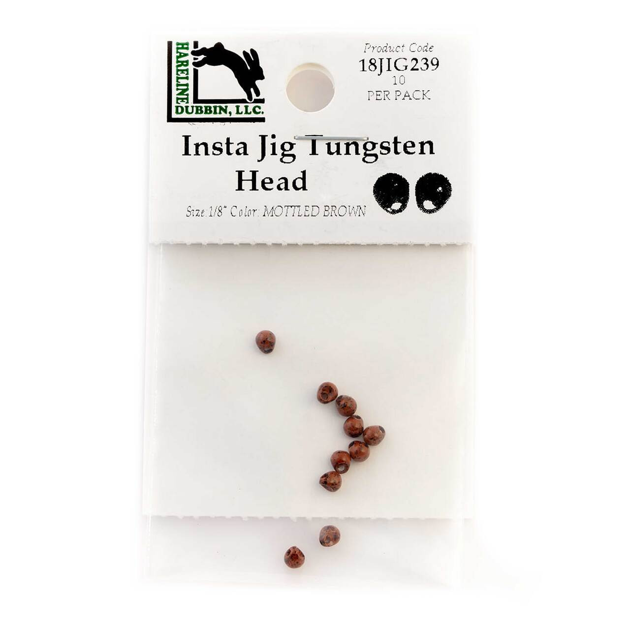 Hareline Tungsten Insta Jig Heads 3.3 mm - 1/8 Mottled Brown