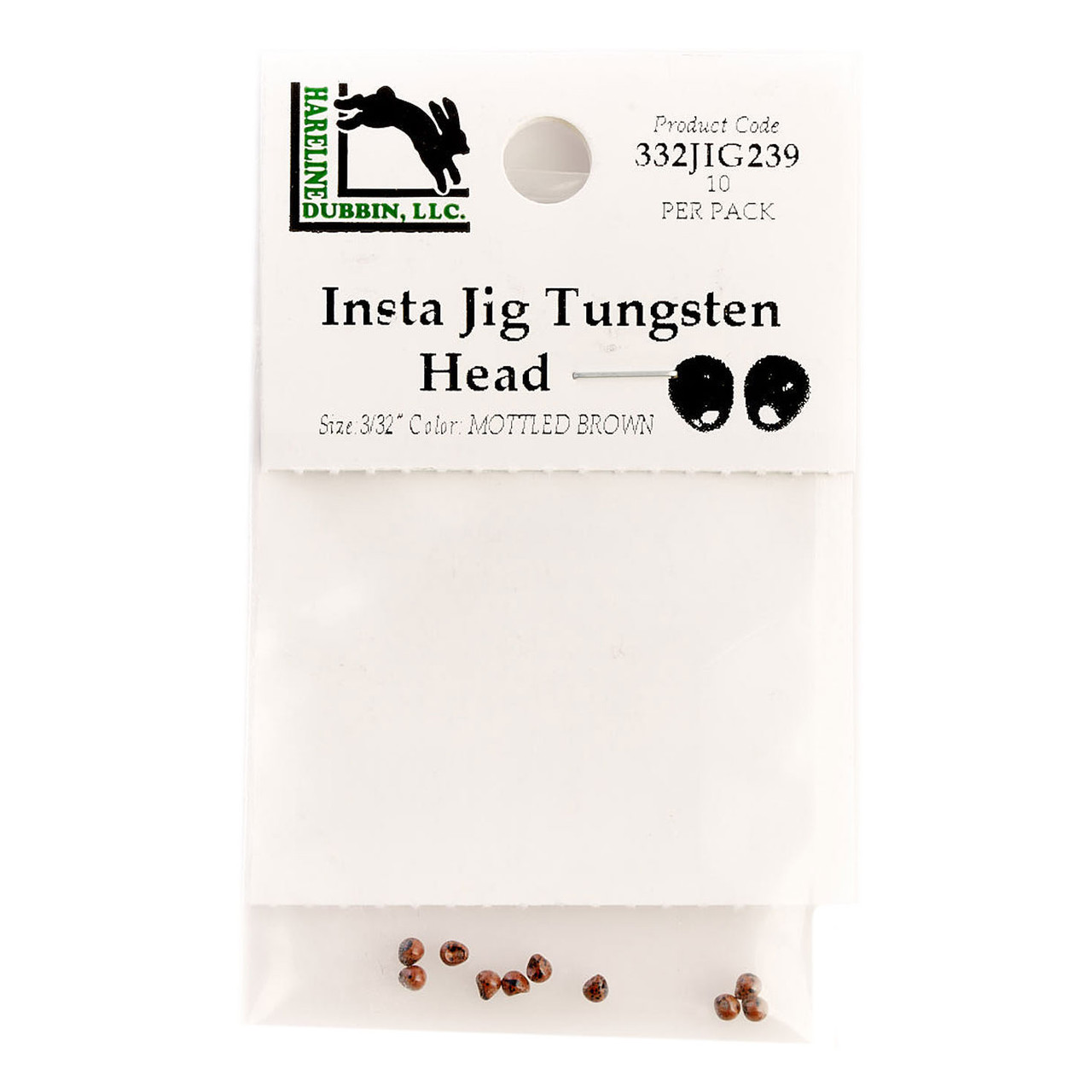 Hareline Tungsten Insta Jig Heads 2.3 mm - 3/32 Mottled Brown