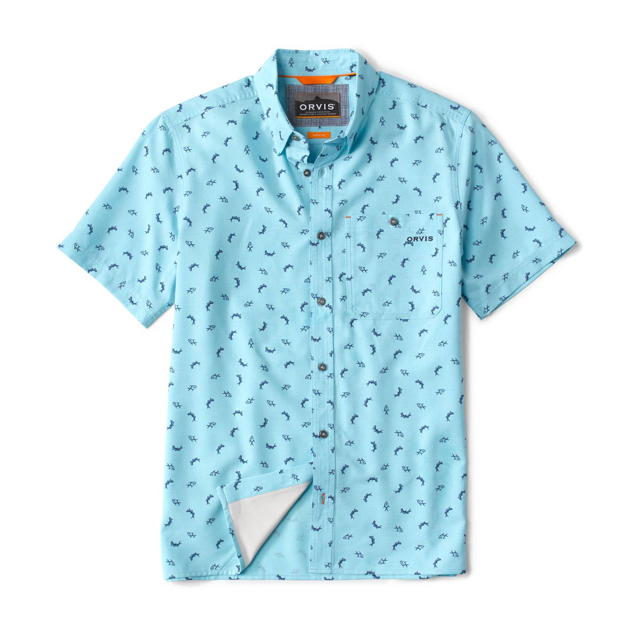 Orvis Men's Printed Tech Chambray Short Sleeve Shirt Orvis Men's Printed Tech Chambray Short Sleeve Shirt