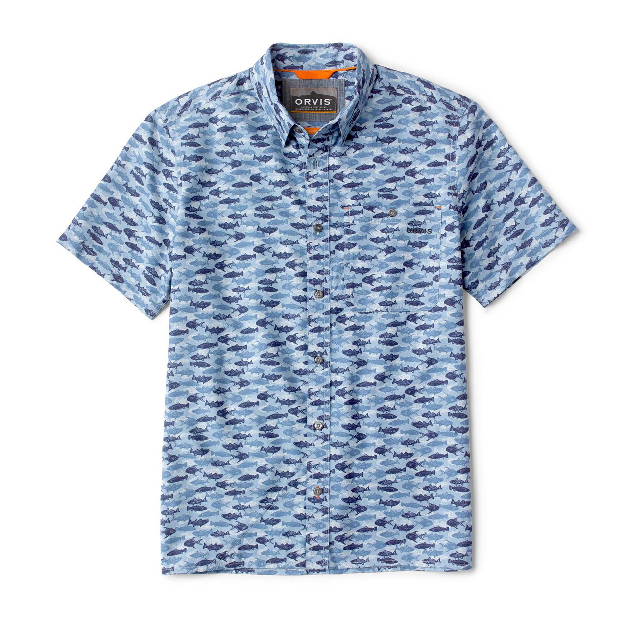 Orvis Men's Printed Tech Chambray Short Sleeve Shirt