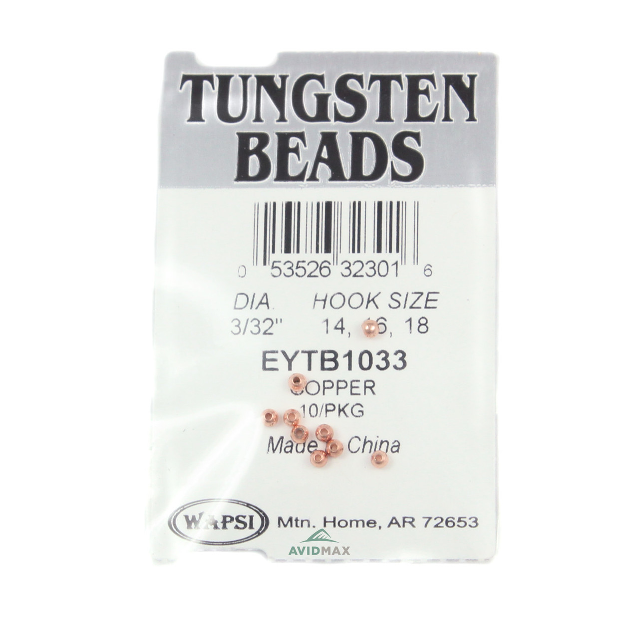Wapsi Tungsten Bomb Beads (10 pk) 2.4 mm - 3/32 Copper