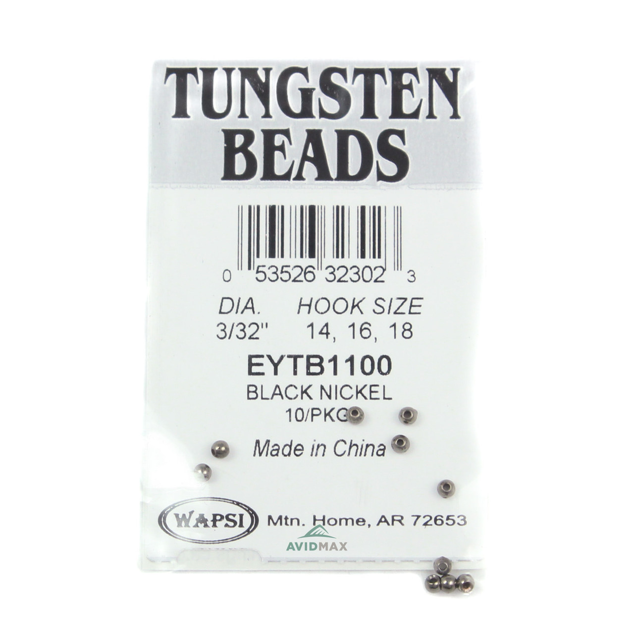 Wapsi Tungsten Bomb Beads (10 pk) 2.4 mm - 3/32 Black Nickel