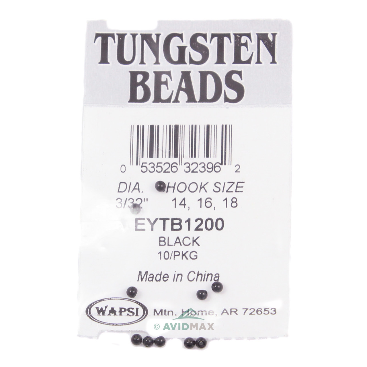 Wapsi Tungsten Bomb Beads (10 pk) 2.4 mm - 3/32 Black