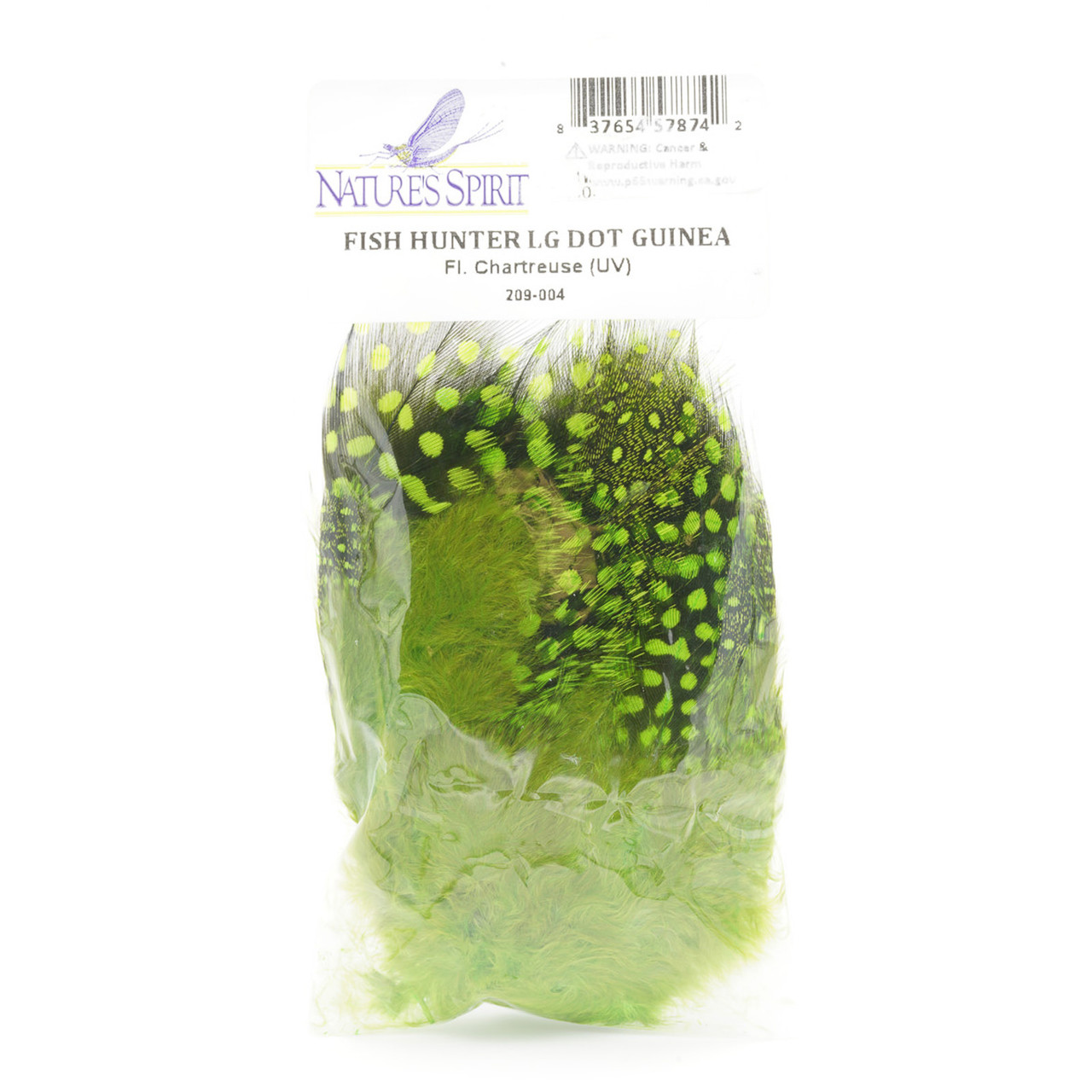Fish Hunter Large Dot Guinea Feathers FL. Chartreuse (UV)