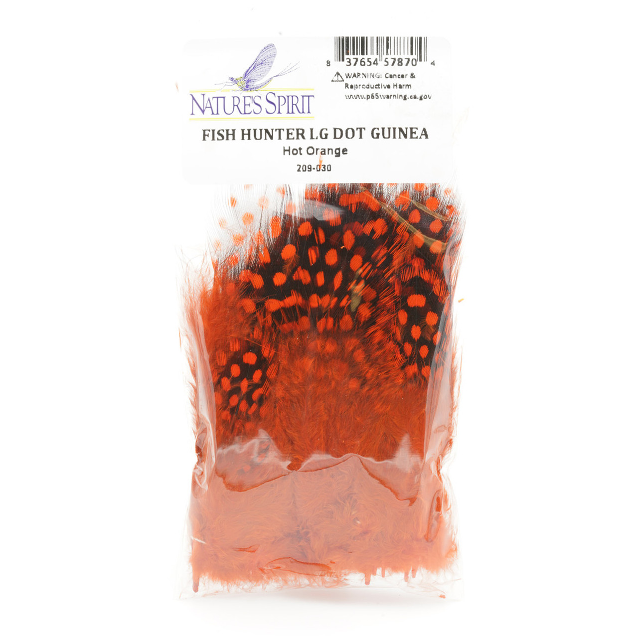 Fish Hunter Large Dot Guinea Feathers Hot Orange