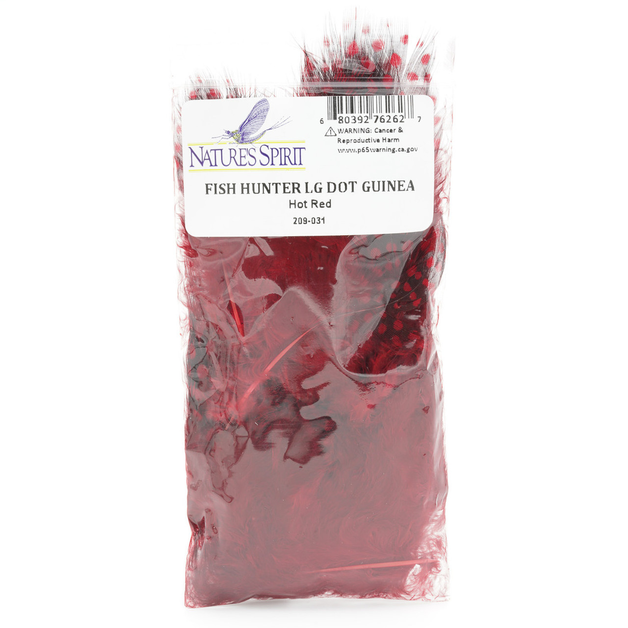 Fish Hunter Large Dot Guinea Feathers Hot Red