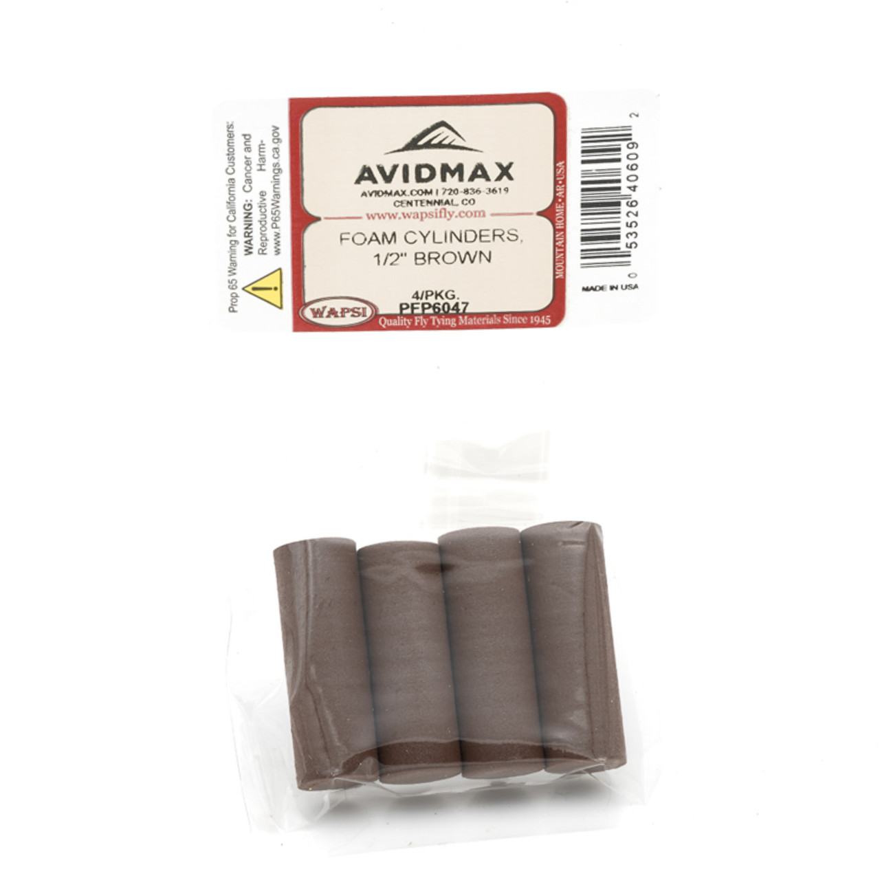 Wapsi Foam Cylinders 1/2 in Brown
