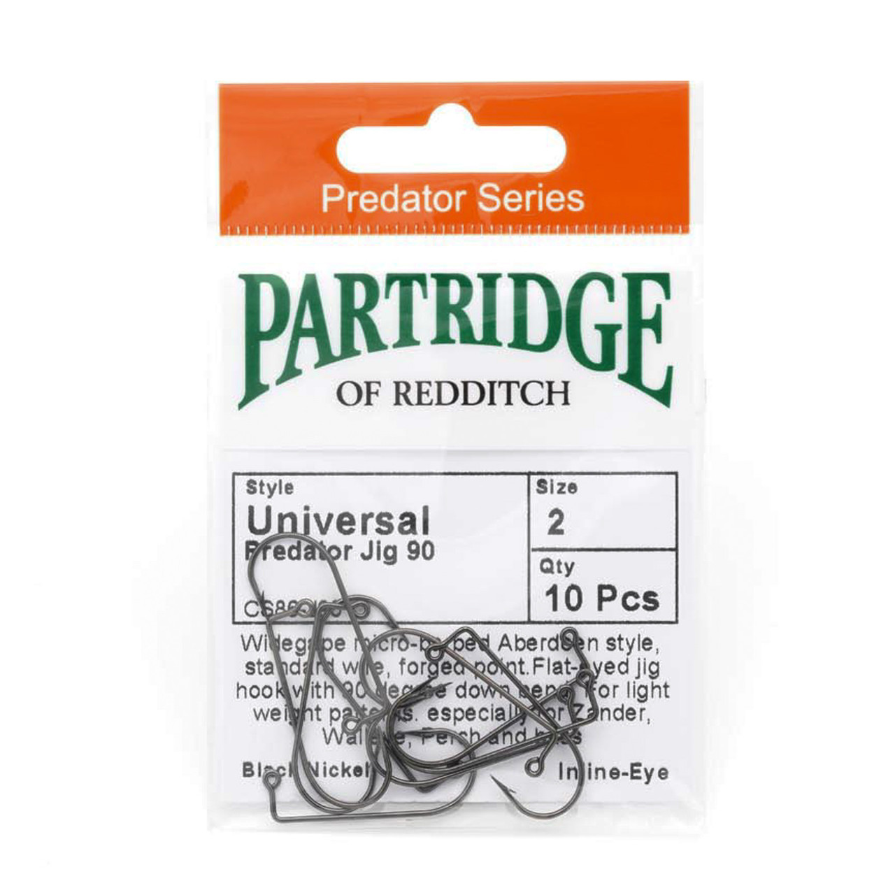 Partridge of Redditch Universal Predator Jig 90 Black Nickel Hooks 2 - 10 Pack