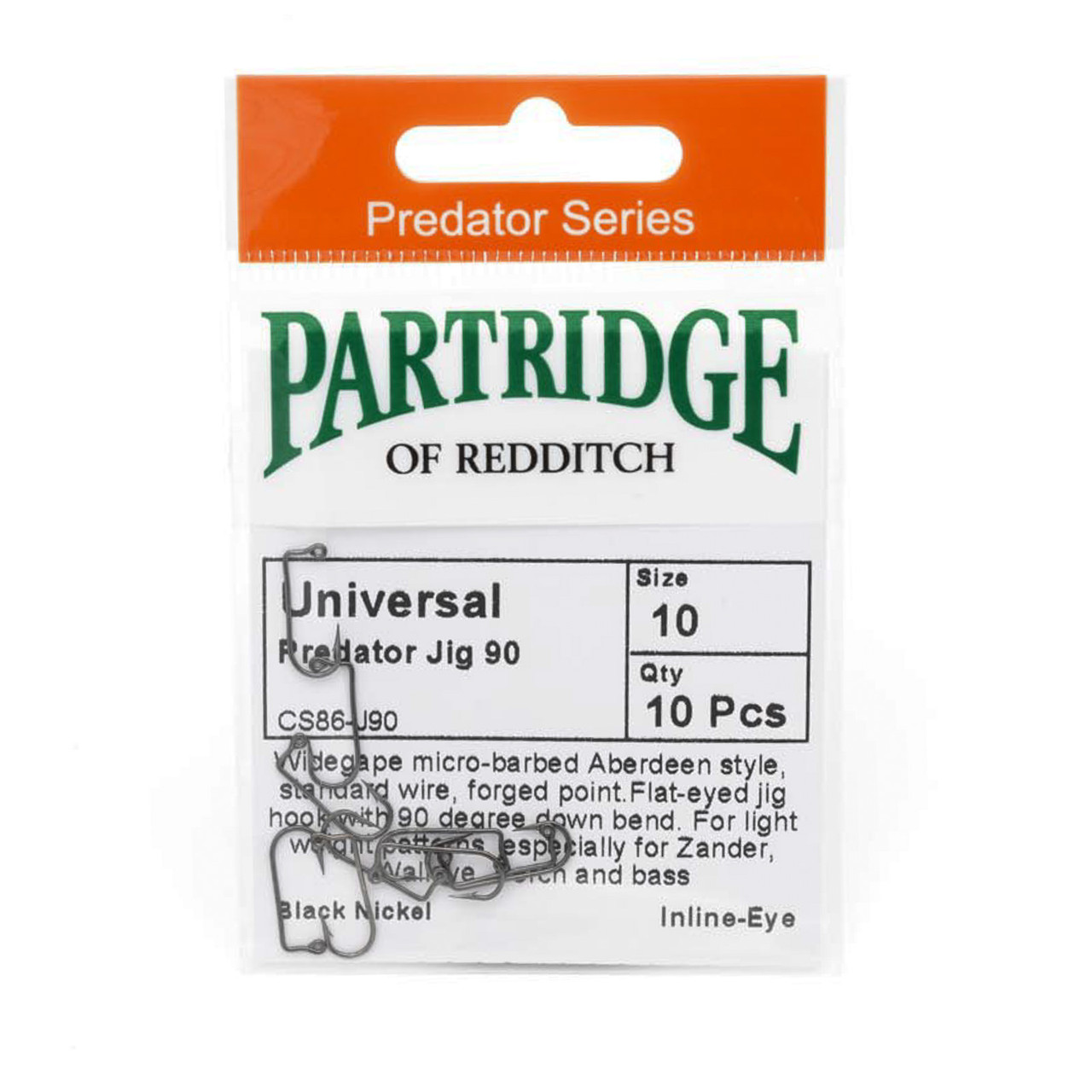 Partridge of Redditch Universal Predator Jig 90 Black Nickel Hooks 10 - 10 Pack