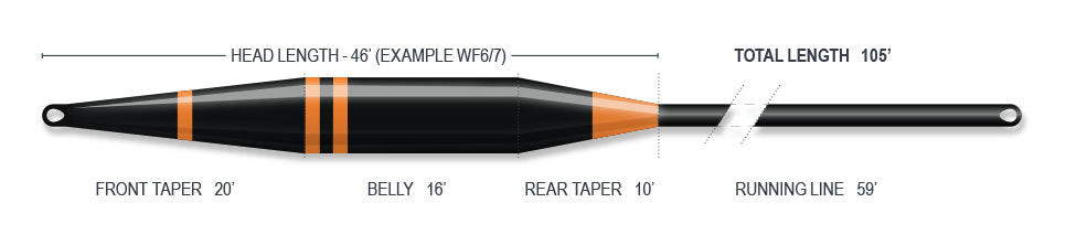 Airflo Sixth Sense 2 DI7 Sinking Fly Line Taper Diagram