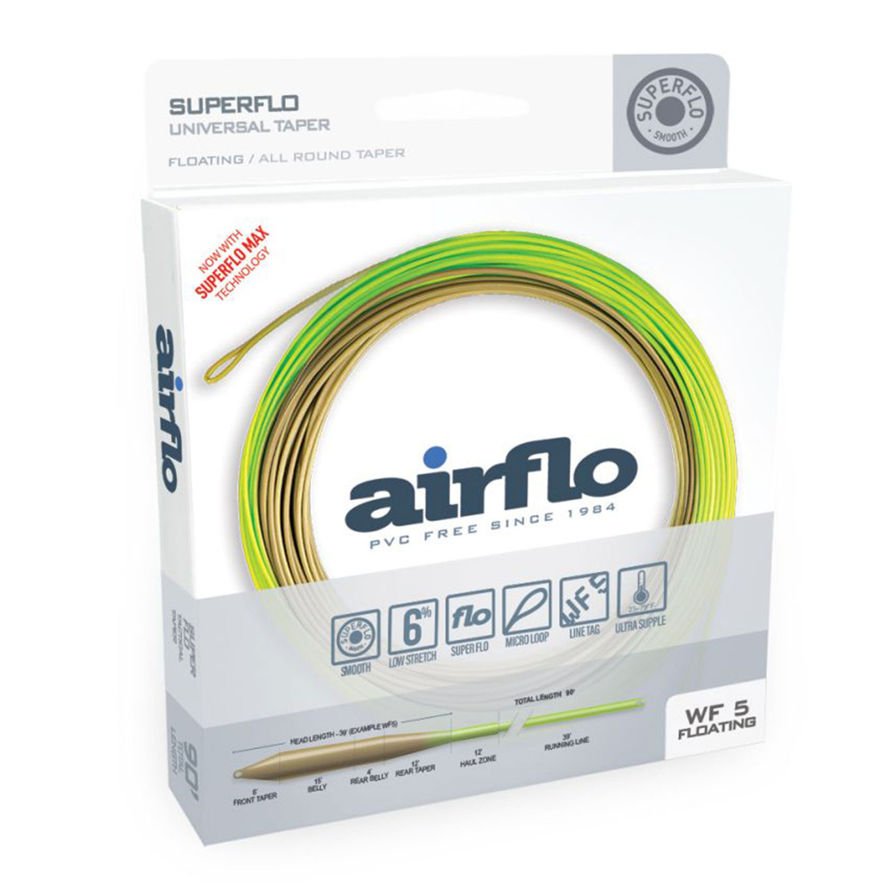 Airflo Superflo ソルトウォーターフラットユニバーサルフライライン Airflo Superflo Universal Taper Floating Fly Line - AvidMax