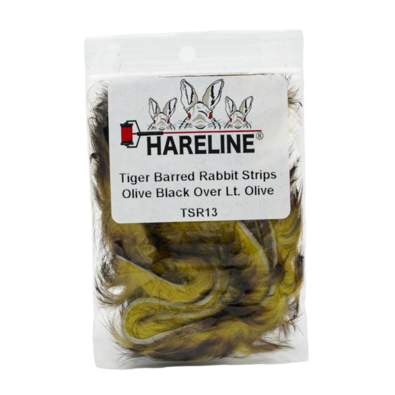 Hareline Tiger Barred Rabbit Strips Olive Black Over Lt Olive