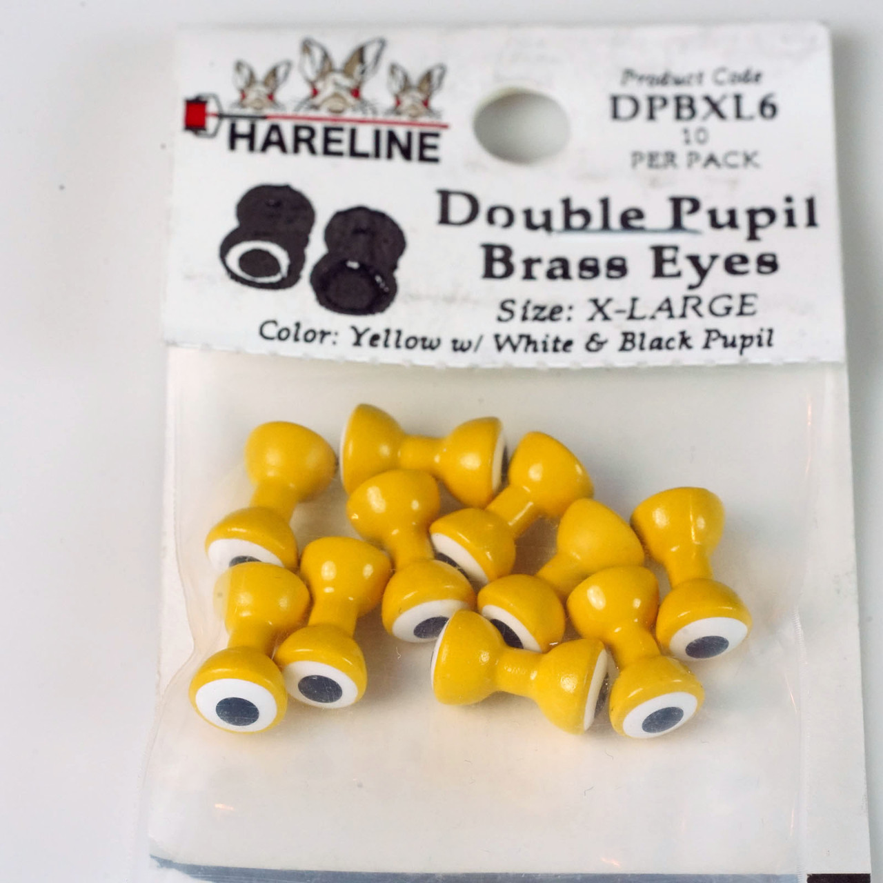Hareline Double Pupil Brass Eyes