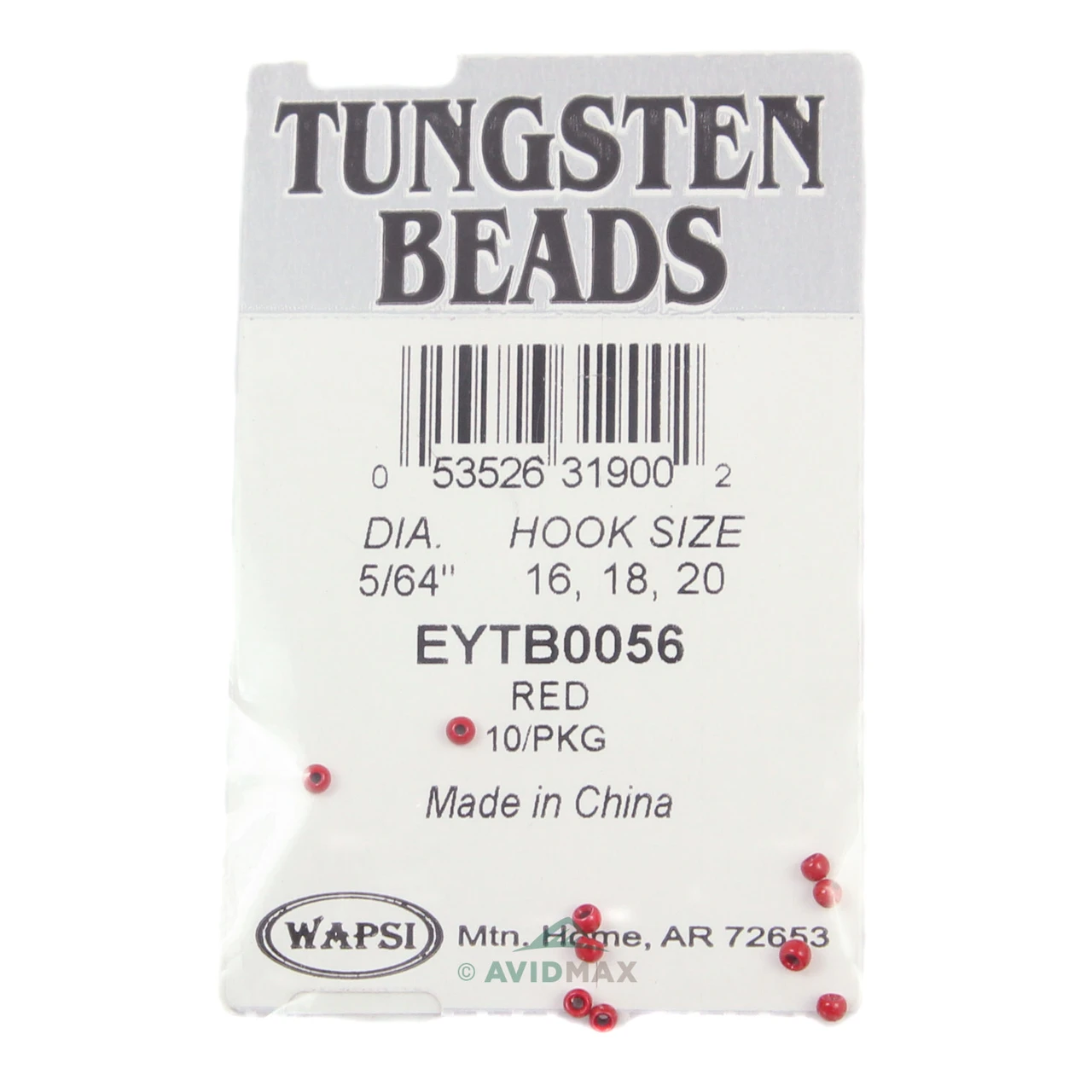 Wapsi Tungsten Painted Bomb Beads (10 pk) 2.0 mm - 5/64 Red