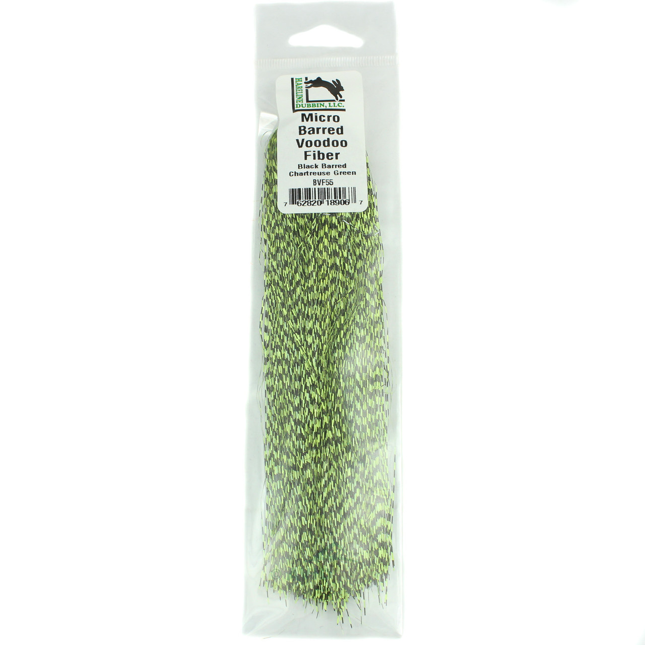 Hareline Micro Barred Voodoo Fibers Black Barred Black Barred Charteuse Green