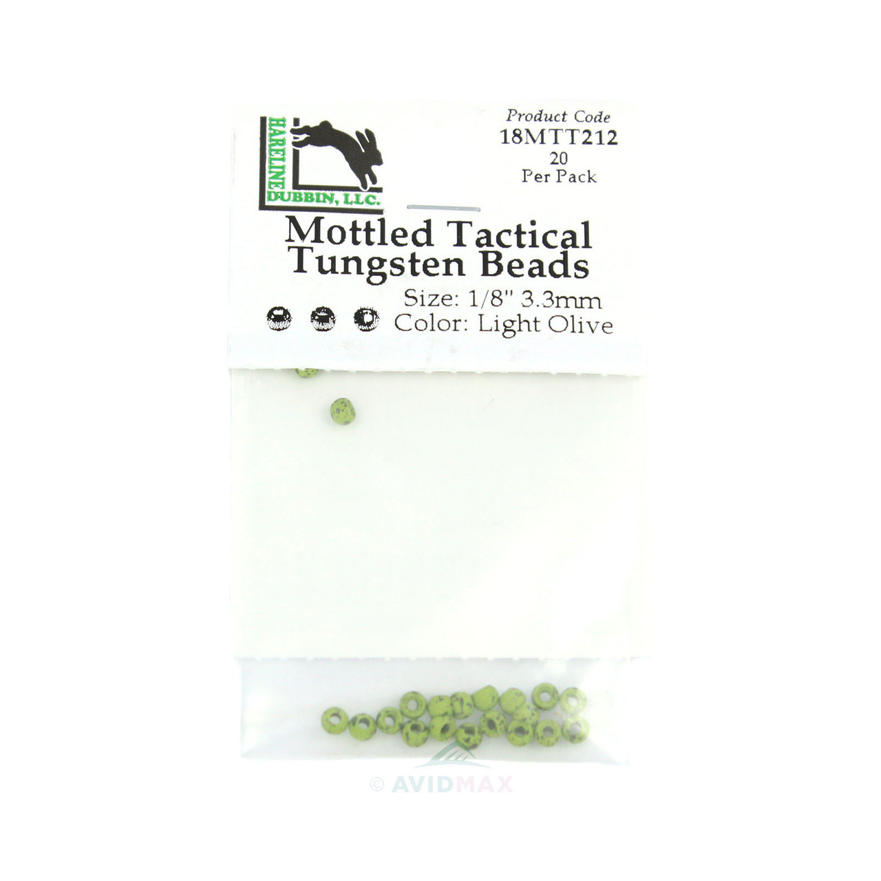 Hareline Mottled Tactical Tungsten Beads 1/8" Light Olive