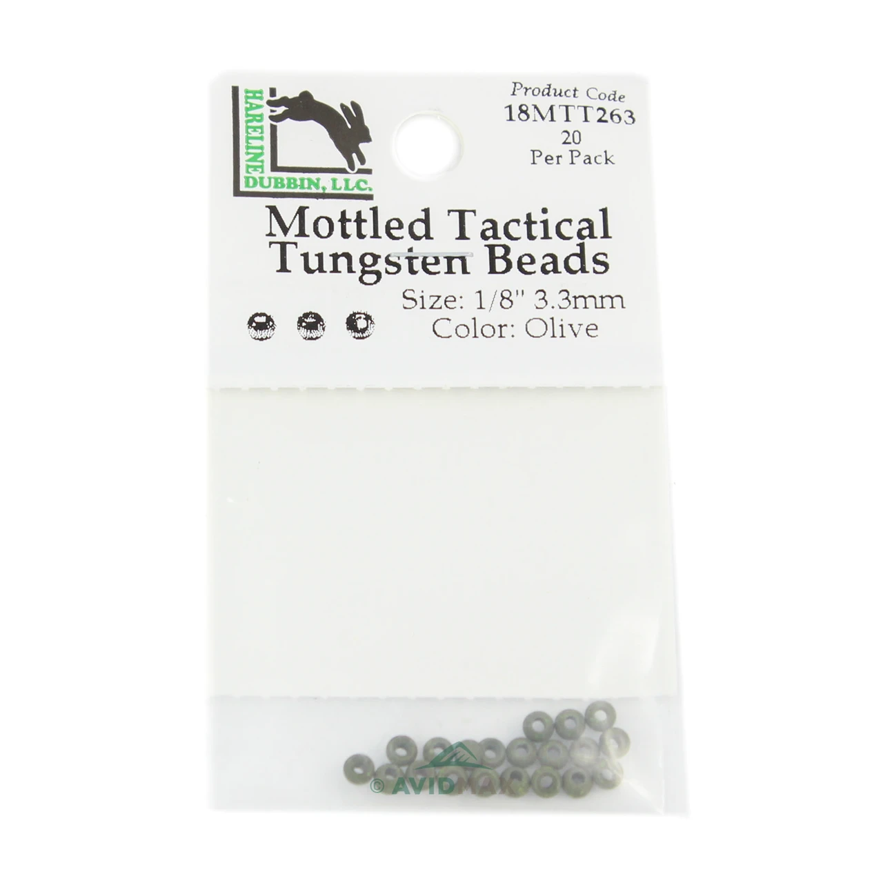 Hareline Mottled Tactical Tungsten Beads 1/8" Olive