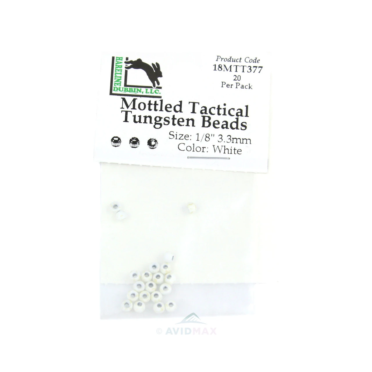 Hareline Mottled Tactical Tungsten Beads 1/8" White