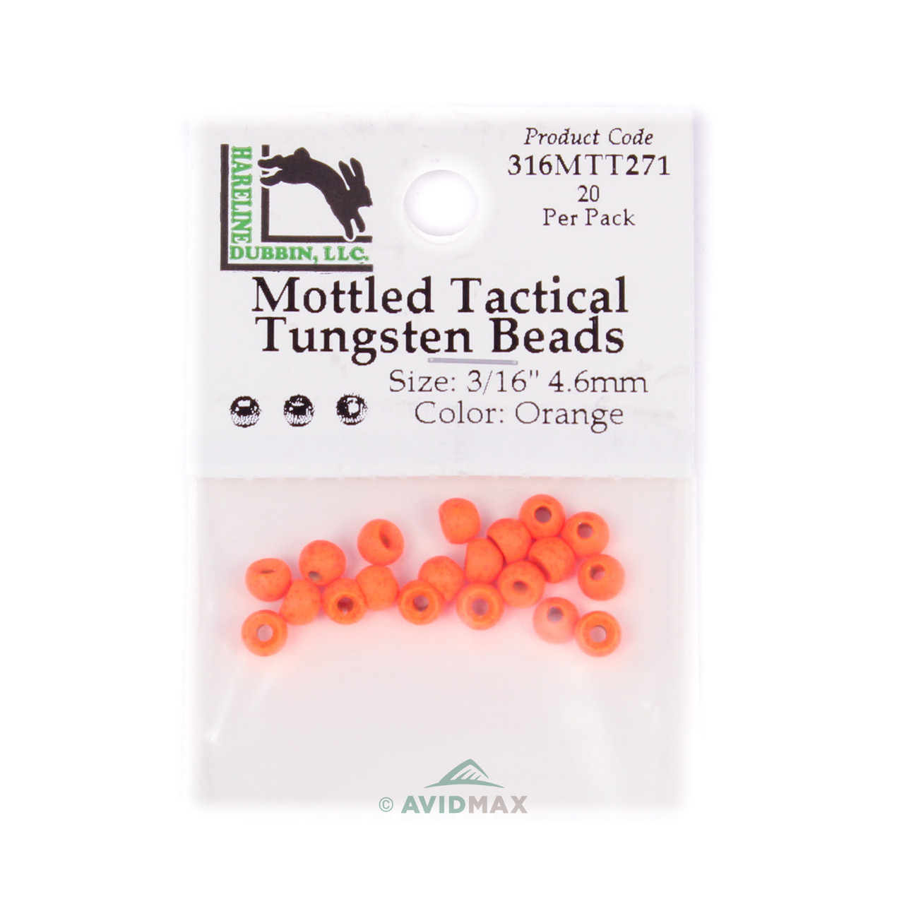 Hareline Mottled Tactical Tungsten Beads 3/16" Orange