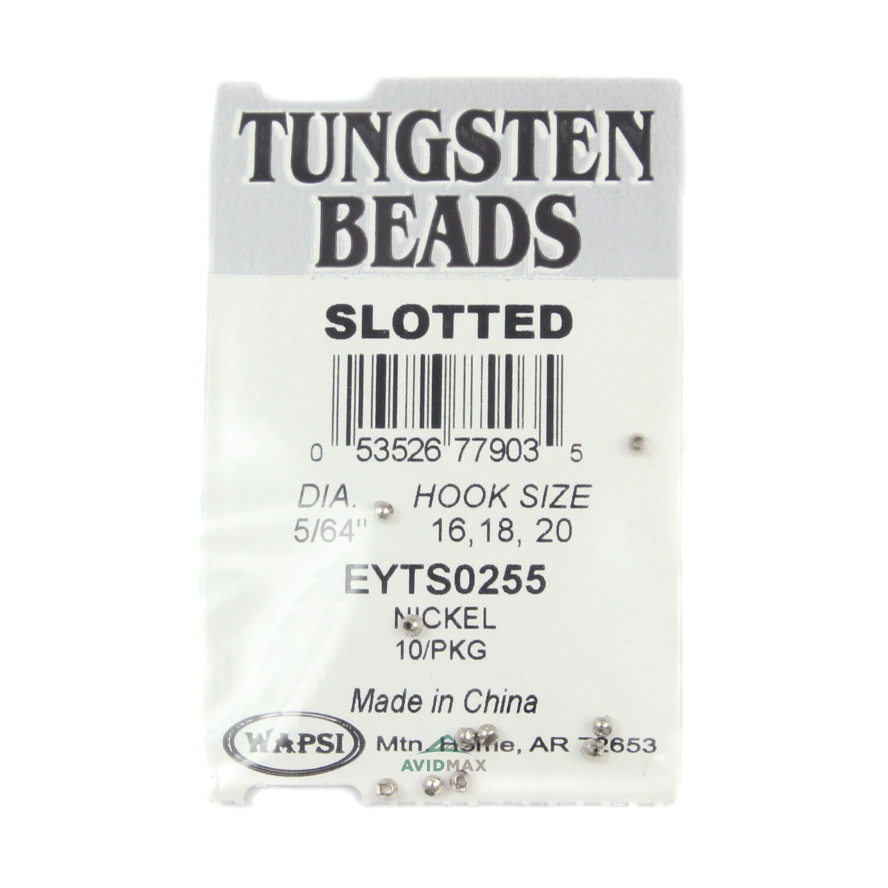 Wapsi Tungsten Slotted Beads (10 pk) 2.0 mm - 5/64 Nickel