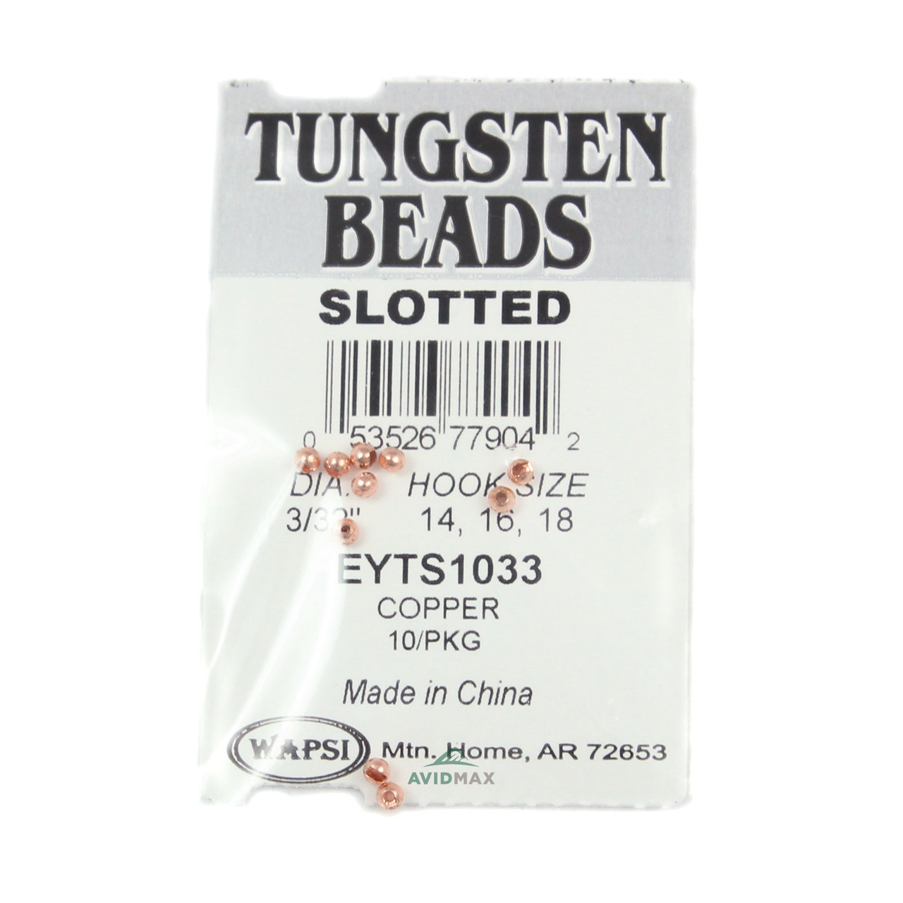 Wapsi Tungsten Slotted Beads (10 pk) 2.4 mm - 3/32 Copper