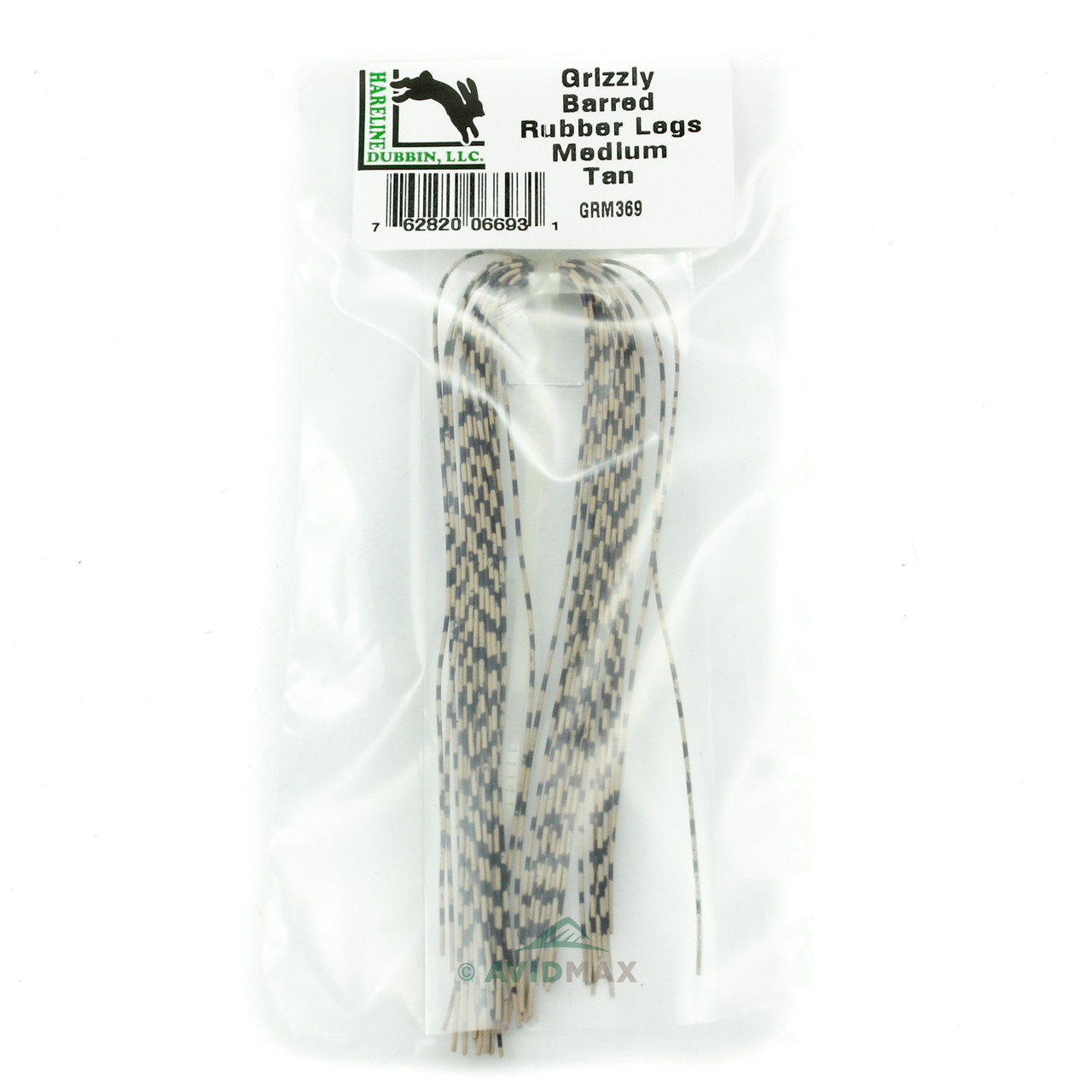 Hareline Grizzly Medium Barred Rubber Legs Tan