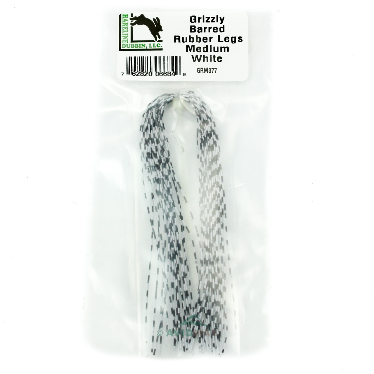 Hareline Grizzly Medium Barred Rubber Legs White