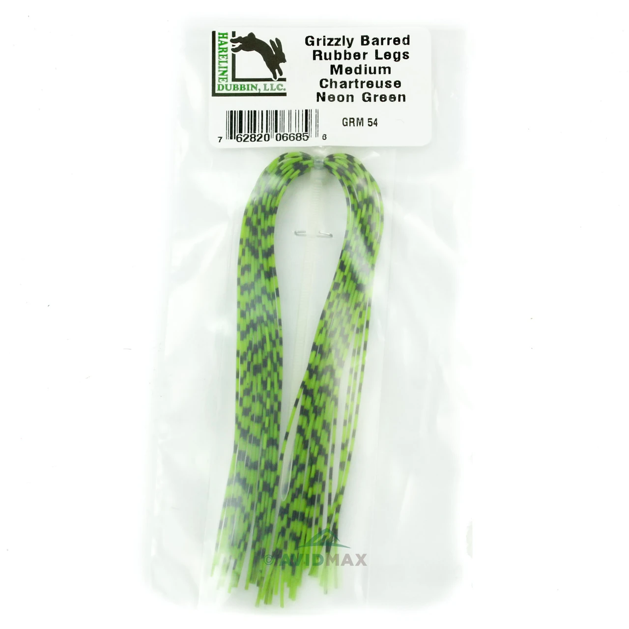 Hareline Grizzly Medium Barred Rubber Legs Neon Green
