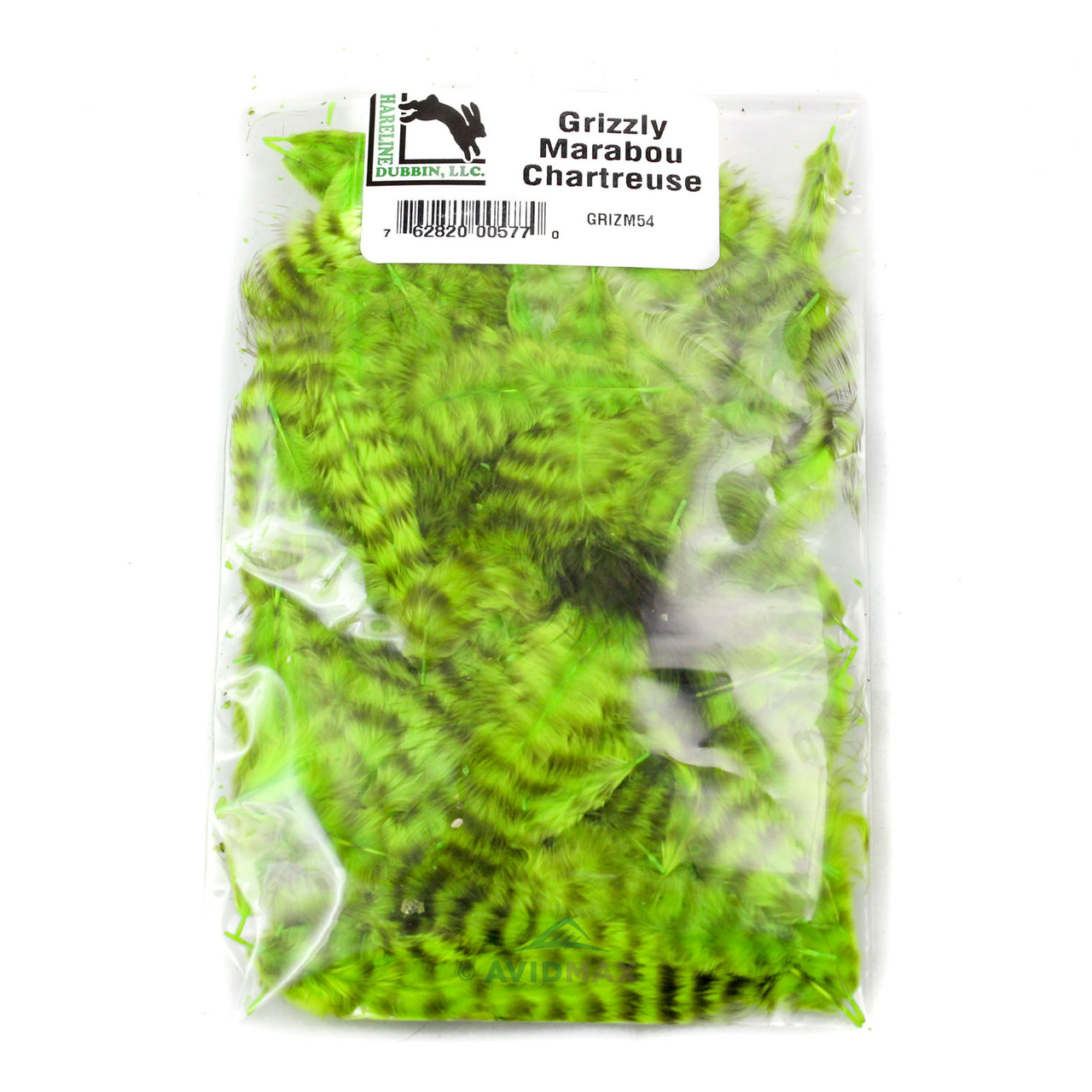 Hareline Natural Grizzly Mini Marabou Chartreuse