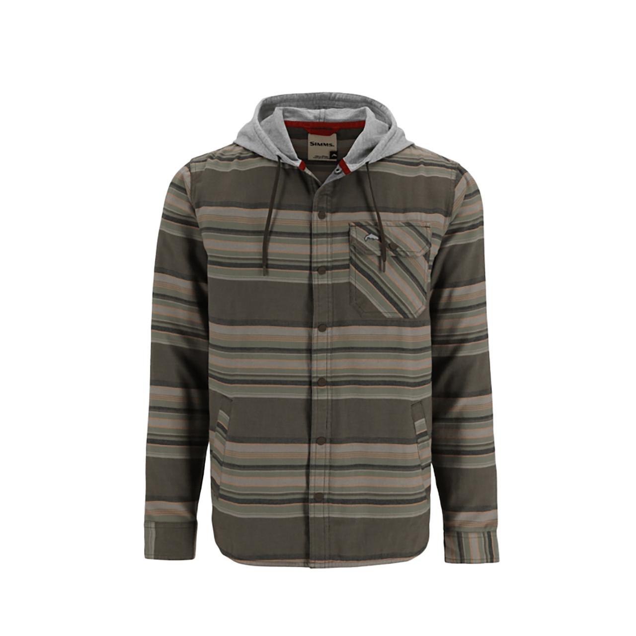 Simms Men's Santee Flannel Hoody XXL Hickory/Dolomite Blanket Stripe