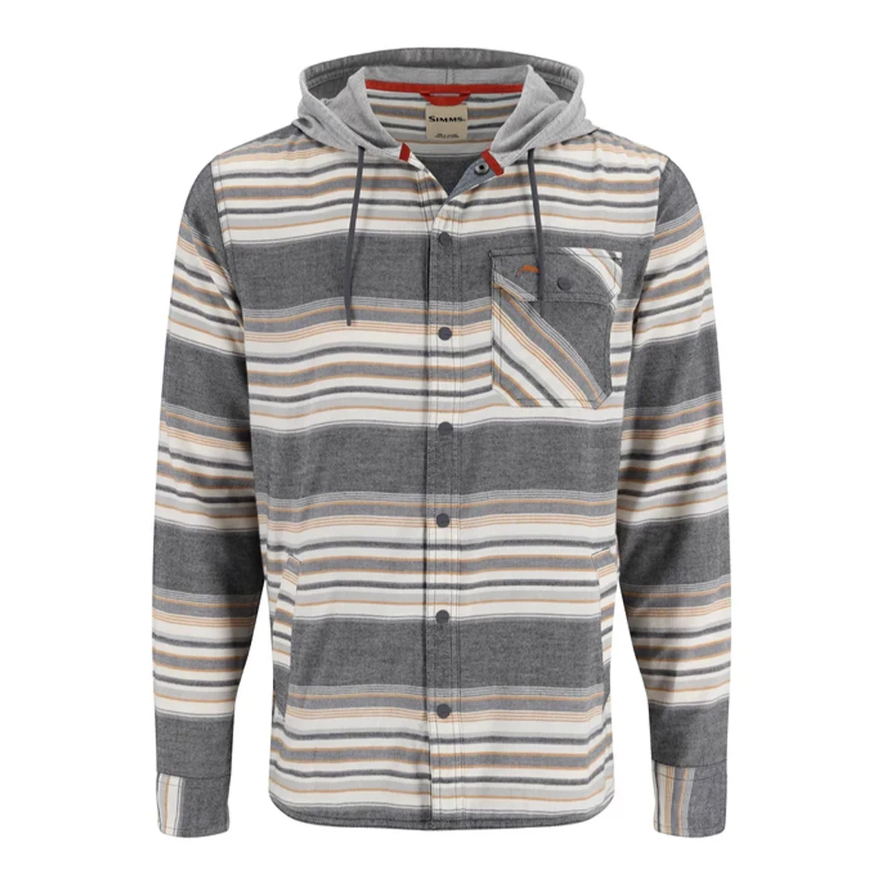 Simms Men's Santee Flannel Hoody - Black/Slate Blanket Stripe