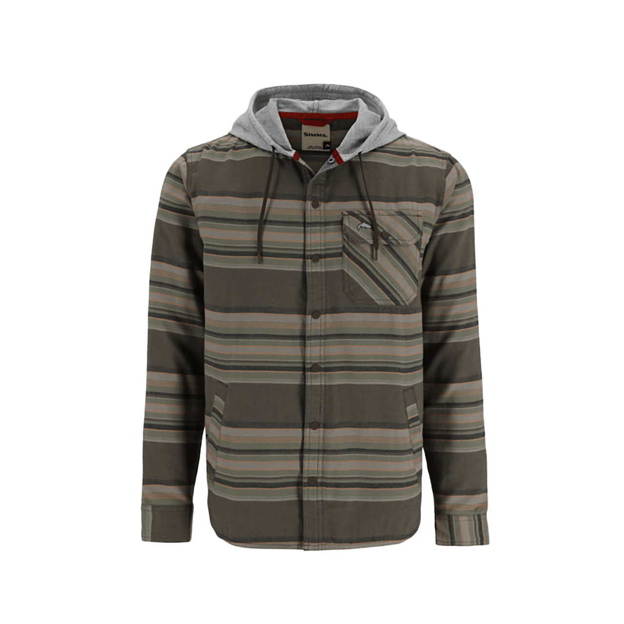 Simms Men's Santee Flannel Hoody - Hickory/Dolomite Blanket Stripe