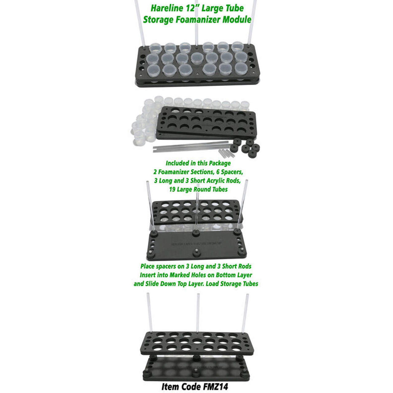 Hareline Foamanizer Tube Storage Module Large 12 in