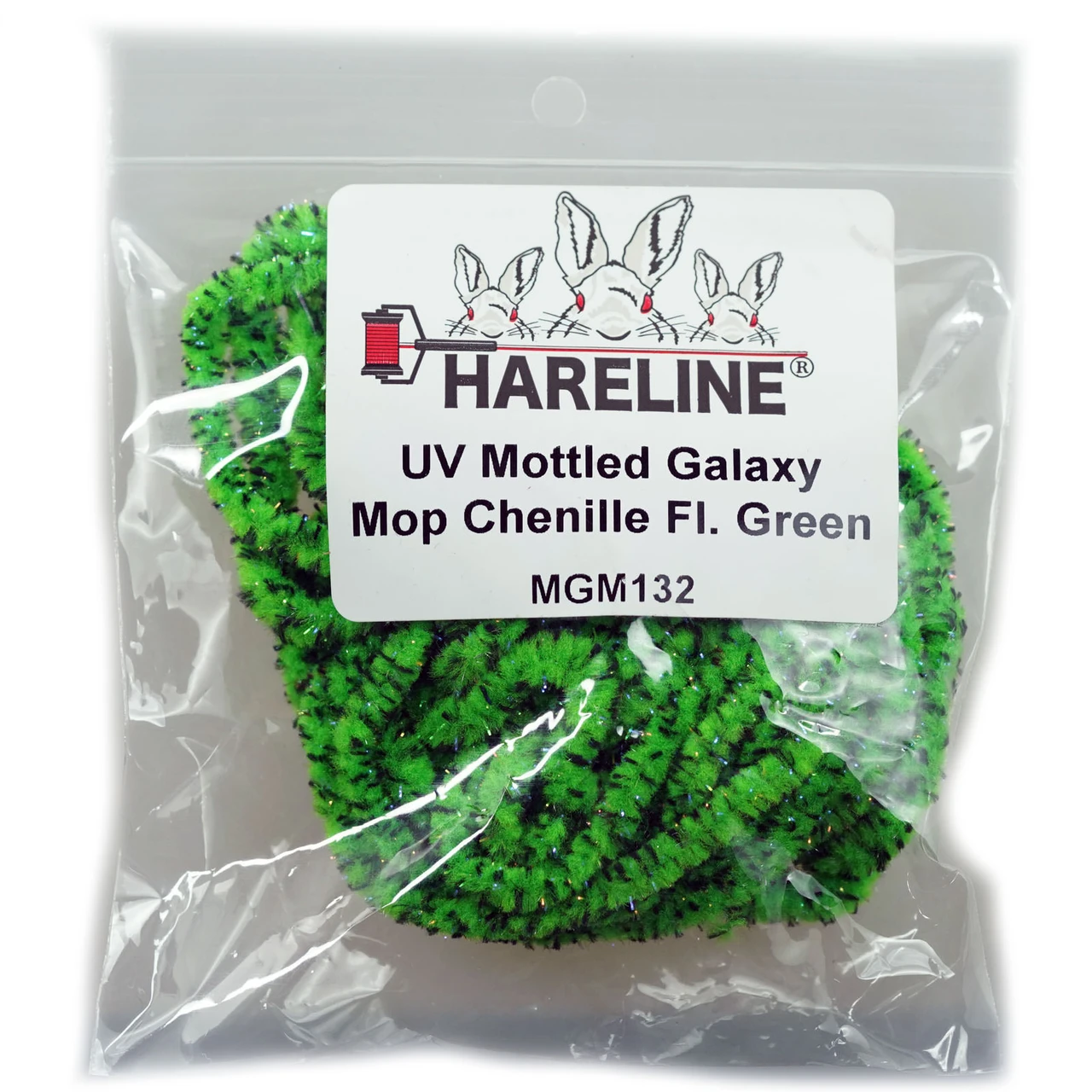Hareline UV Mottled Galaxy Mop Chenille Fl. Green