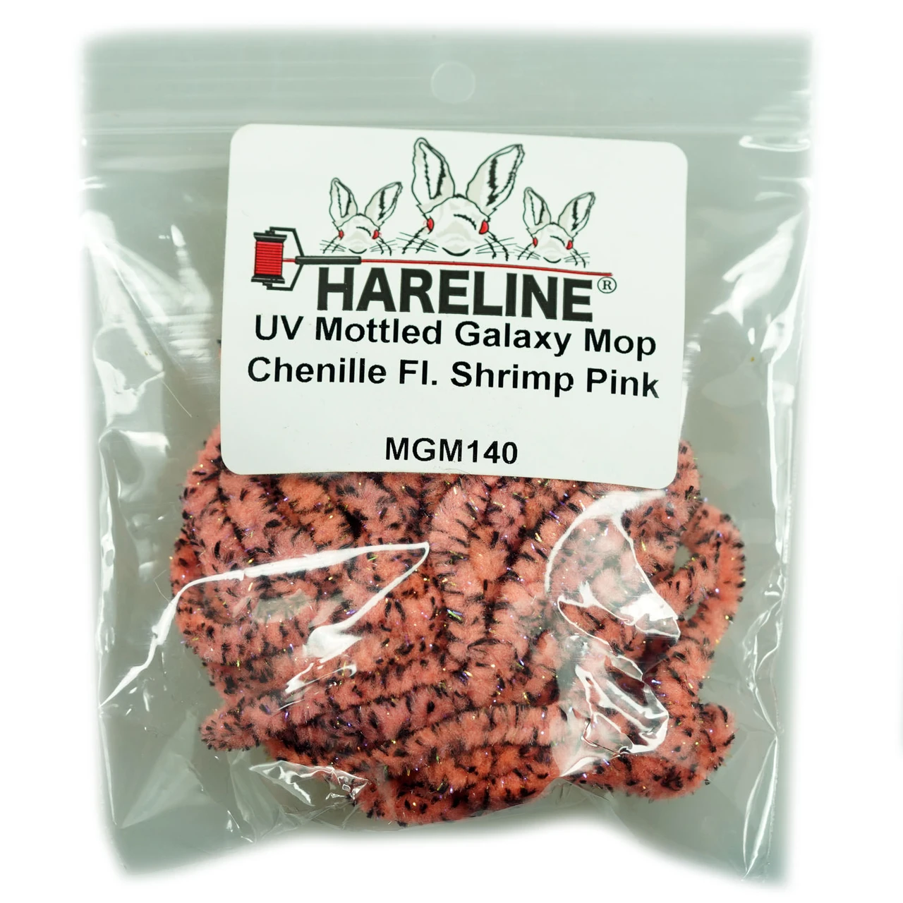 Hareline UV Mottled Galaxy Mop Chenille Fl. Shrimp Pink