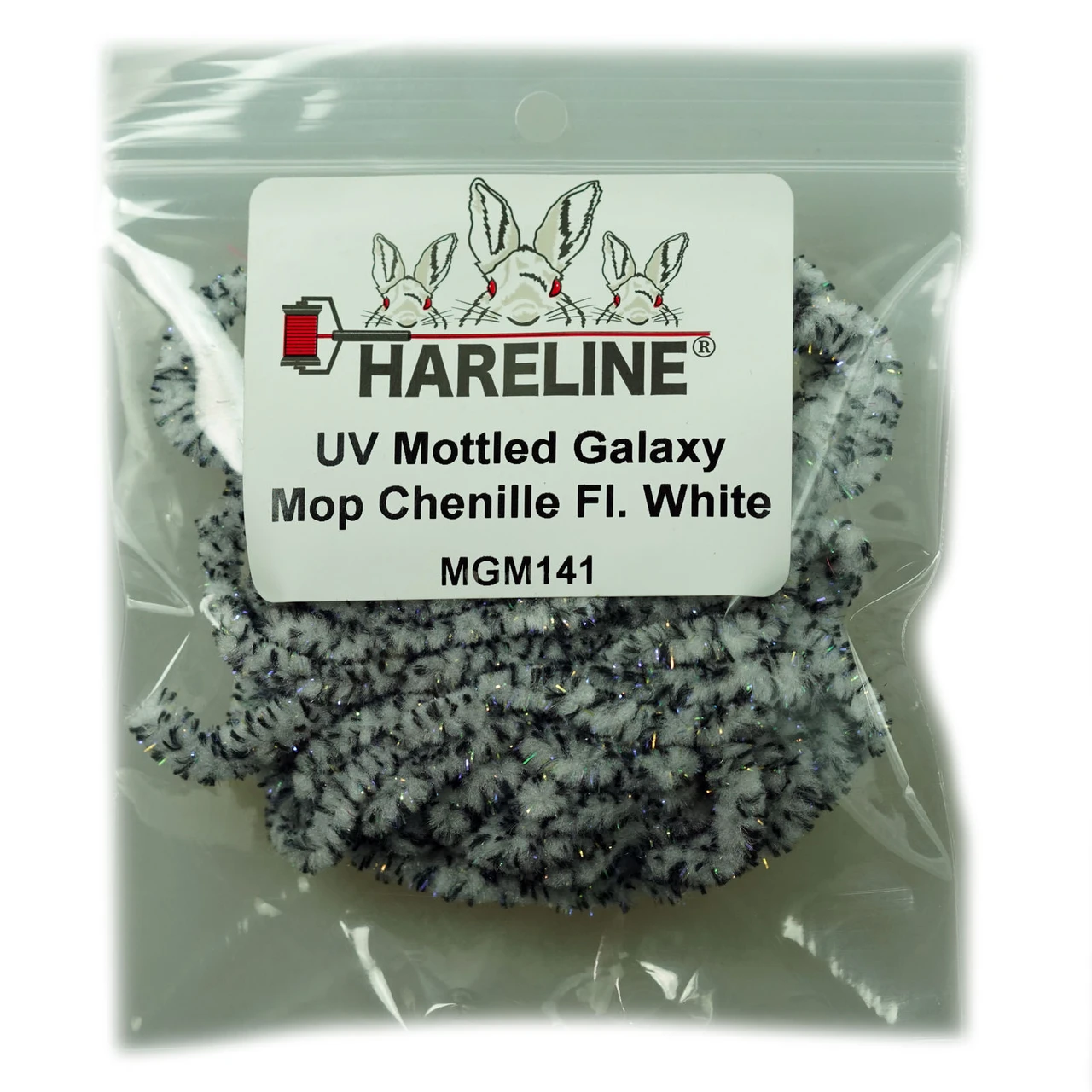Hareline UV Mottled Galaxy Mop Chenille Fl. White