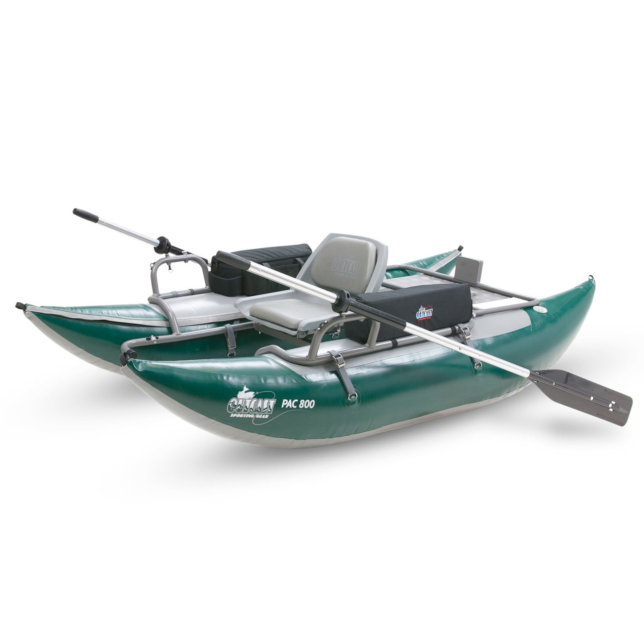 Outcast PAC 800 Green Gray One Person Fly Fishing Portable Pontoon Boat