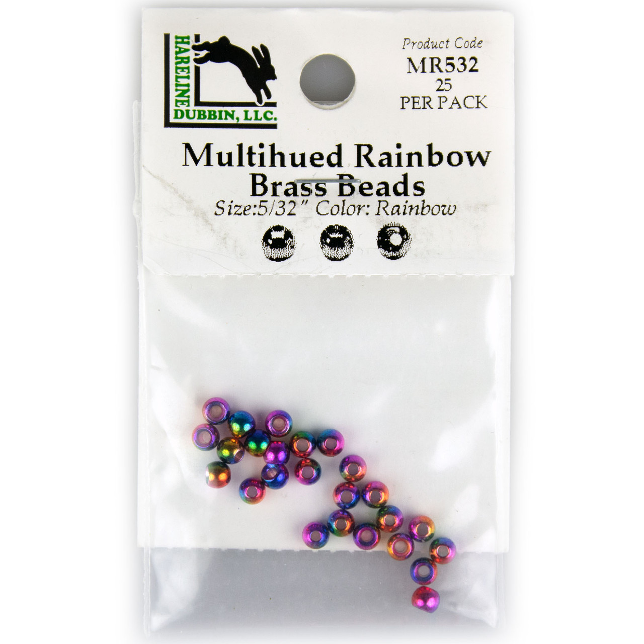 Hareline Multihued Rainbow Brass Beads Fly Tying Materials (25 pk)