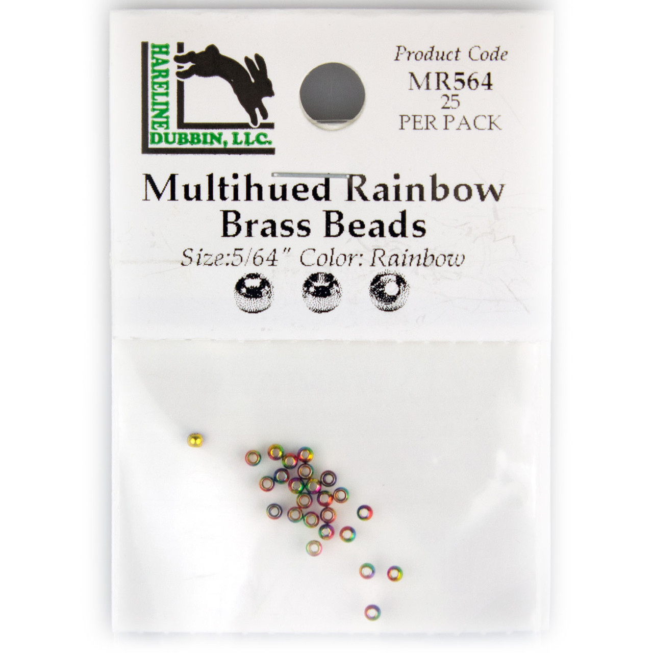 Hareline Multihued Rainbow Brass Beads Fly Tying Materials (25 pk)