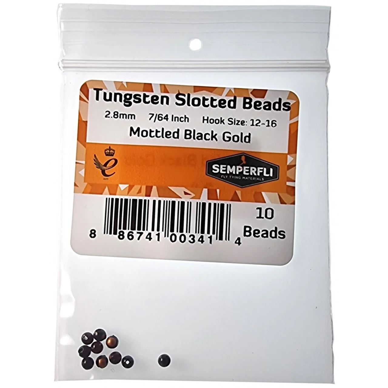 Semperfli Tungsten Slotted Beads Mottled (10 pk) 2.8 mm - 7/64 Black Gold