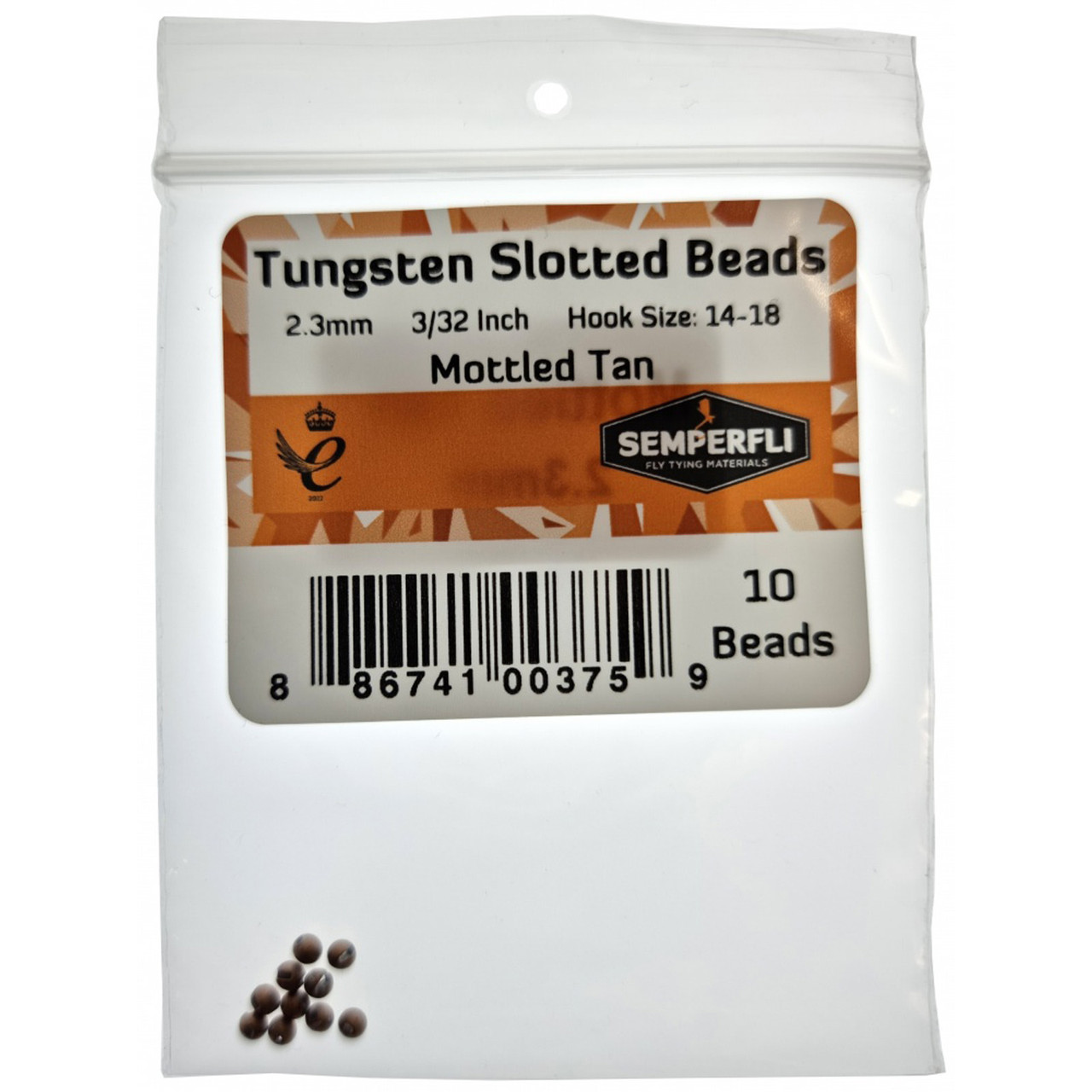 Semperfli Tungsten Slotted Beads Mottled (10 pk) 2.3 mm - 3/32 Tan