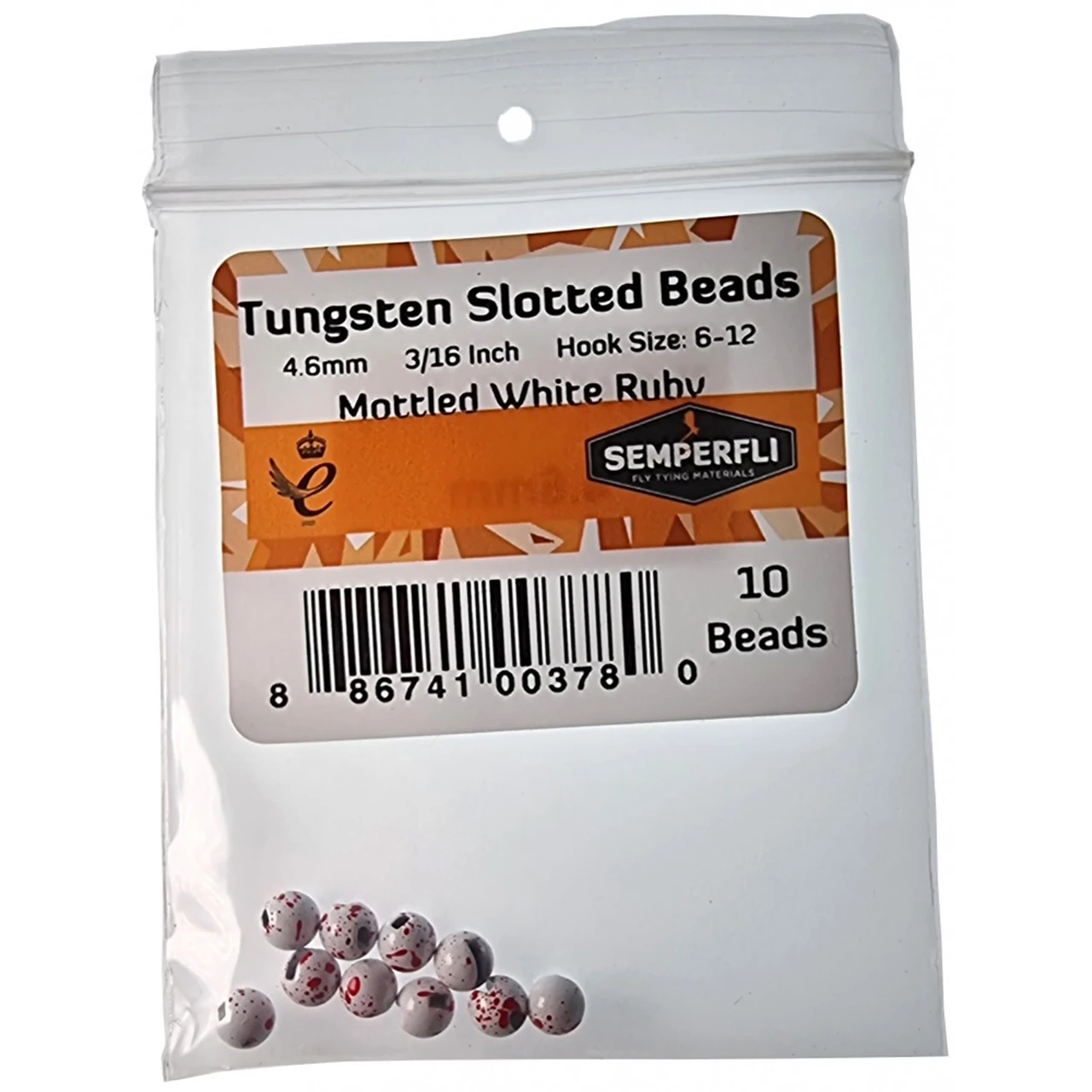 Semperfli Tungsten Slotted Beads Mottled (10 pk) 4.6 mm - 3/16 White Ruby